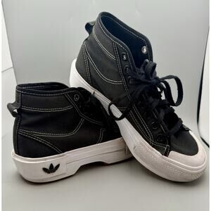 Adidas Sneakers Tennis Shoes Nizza Trefoil Canvas Skate Black White Women’s 7